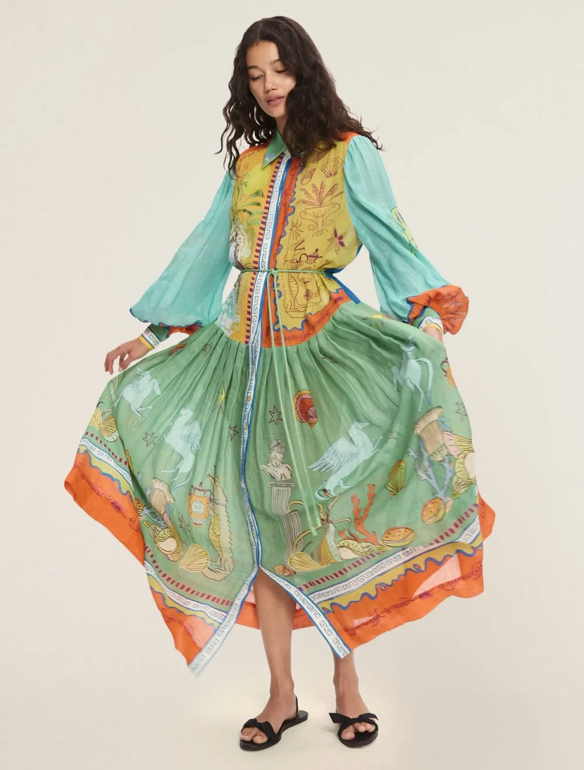 Alemais Surrealist Summer Ramie Shirtdress Multi Size 10 for rent on The Volte - main image