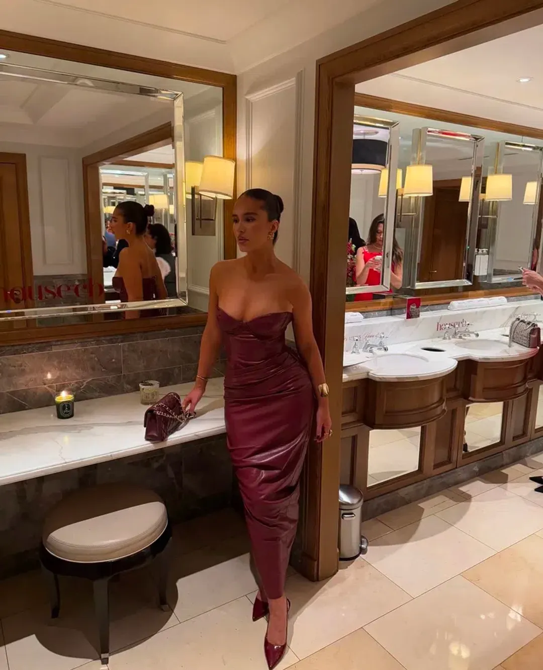 House Of CB Juliana Dress Burgundy Size XS/Au 6  for rent on The Volte - main image