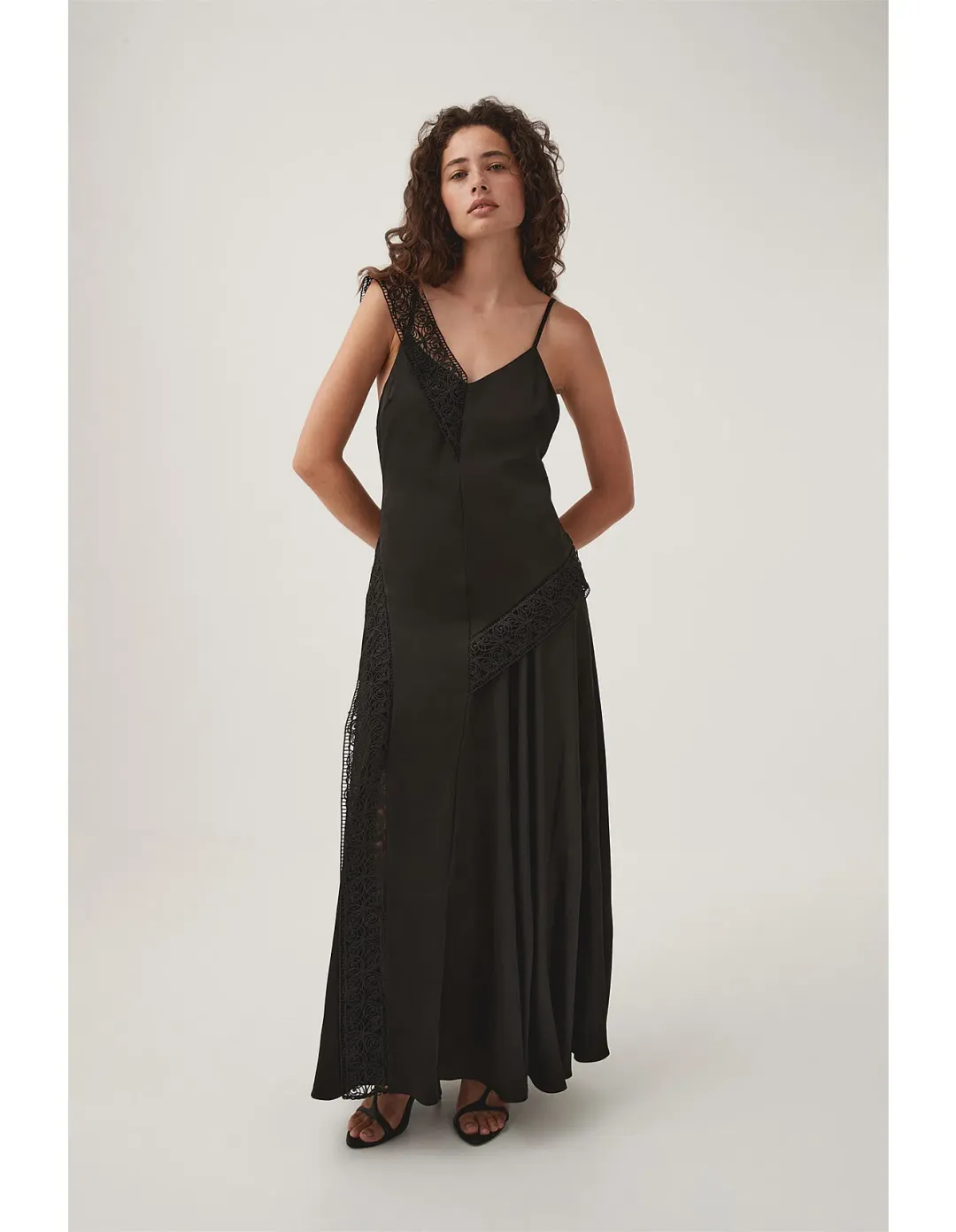 Aje Spirit Lace Maxi Dress Black Size 6  for rent on The Volte - main image
