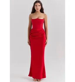 House of CB Persephone Strapless Corset Dress Red Size XS/AU 6  for rent on The Volte - image 7