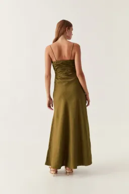 Aje Clarice Midi Dress Deep Olive Size 6 for rent on The Volte - image 2