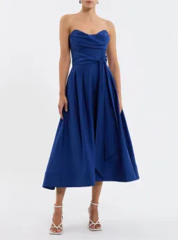 Rebecca Vallance Cera Strapless Midi Dress Blue Size 4 for rent on The Volte - image 1