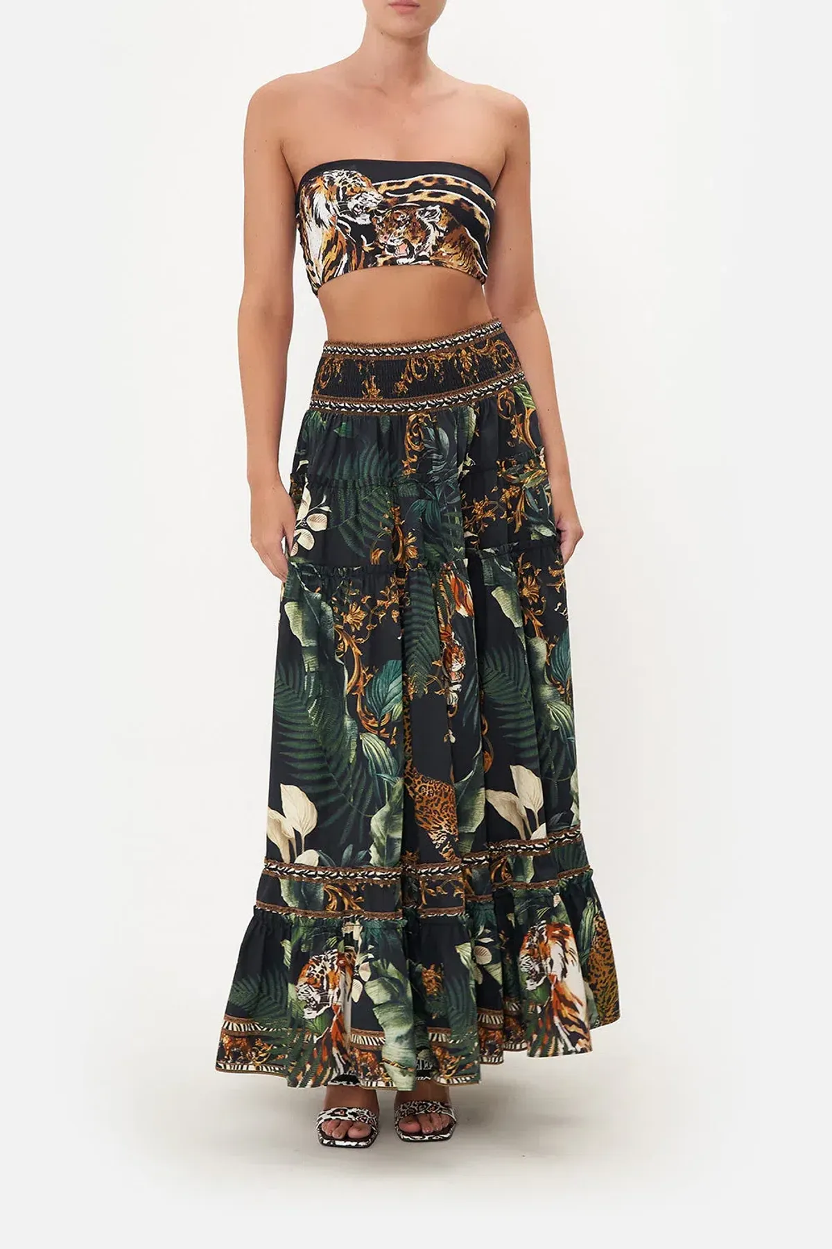 Camilla 4 Tiered Gathered Maxi Skirt Easy Tiger Size M / AU 12 for rent on The Volte - main image