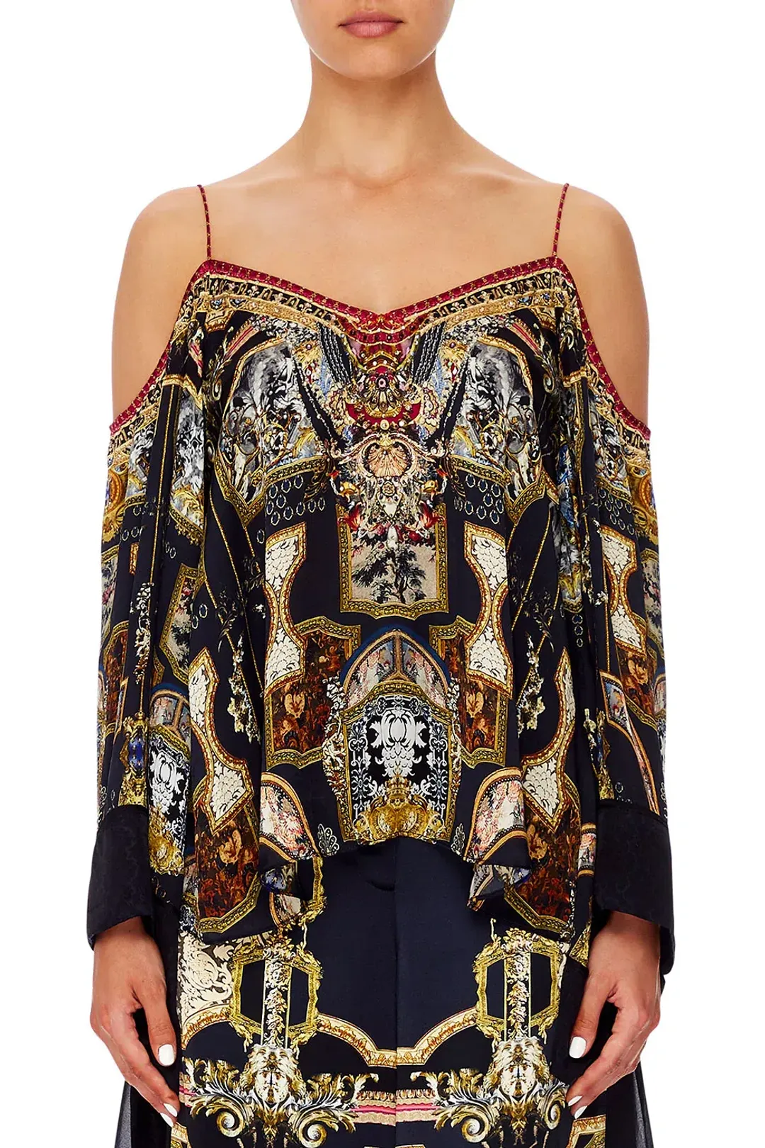 Camilla Flare Sleeve Top Midnight Meeting Size M / AU 12 for rent on The Volte - main image