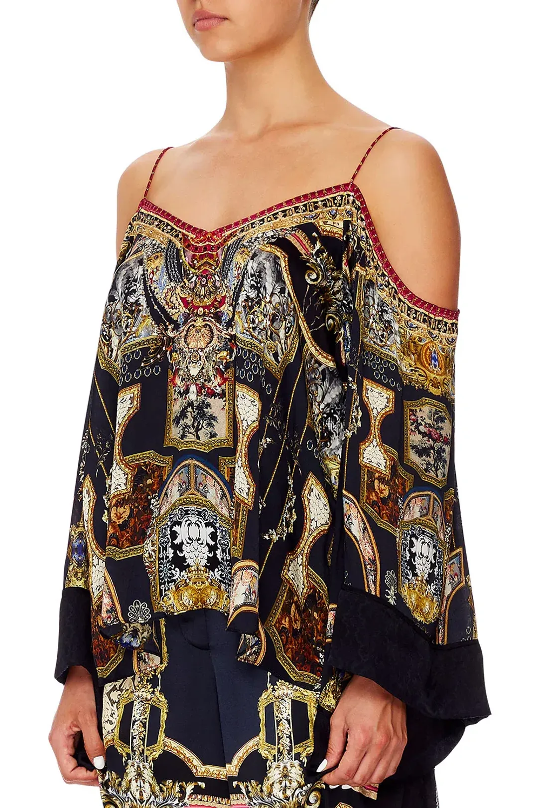 Camilla Flare Sleeve Top Midnight Meeting Size M / AU 12 for rent on The Volte - main image