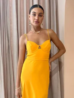 By Johnny Callia Wire Midi Dress in Apricot Orange Size 6 for rent on The Volte - image 6