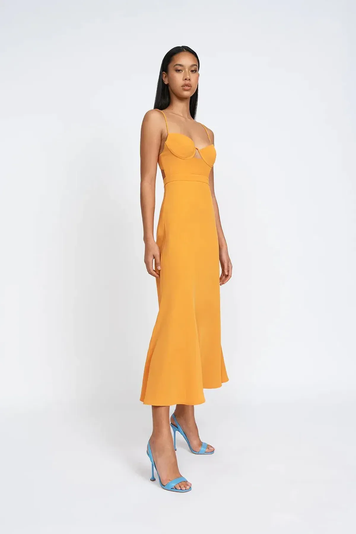 By Johnny Callia Wire Midi Dress in Apricot Orange Size 6 for rent on The Volte - main image