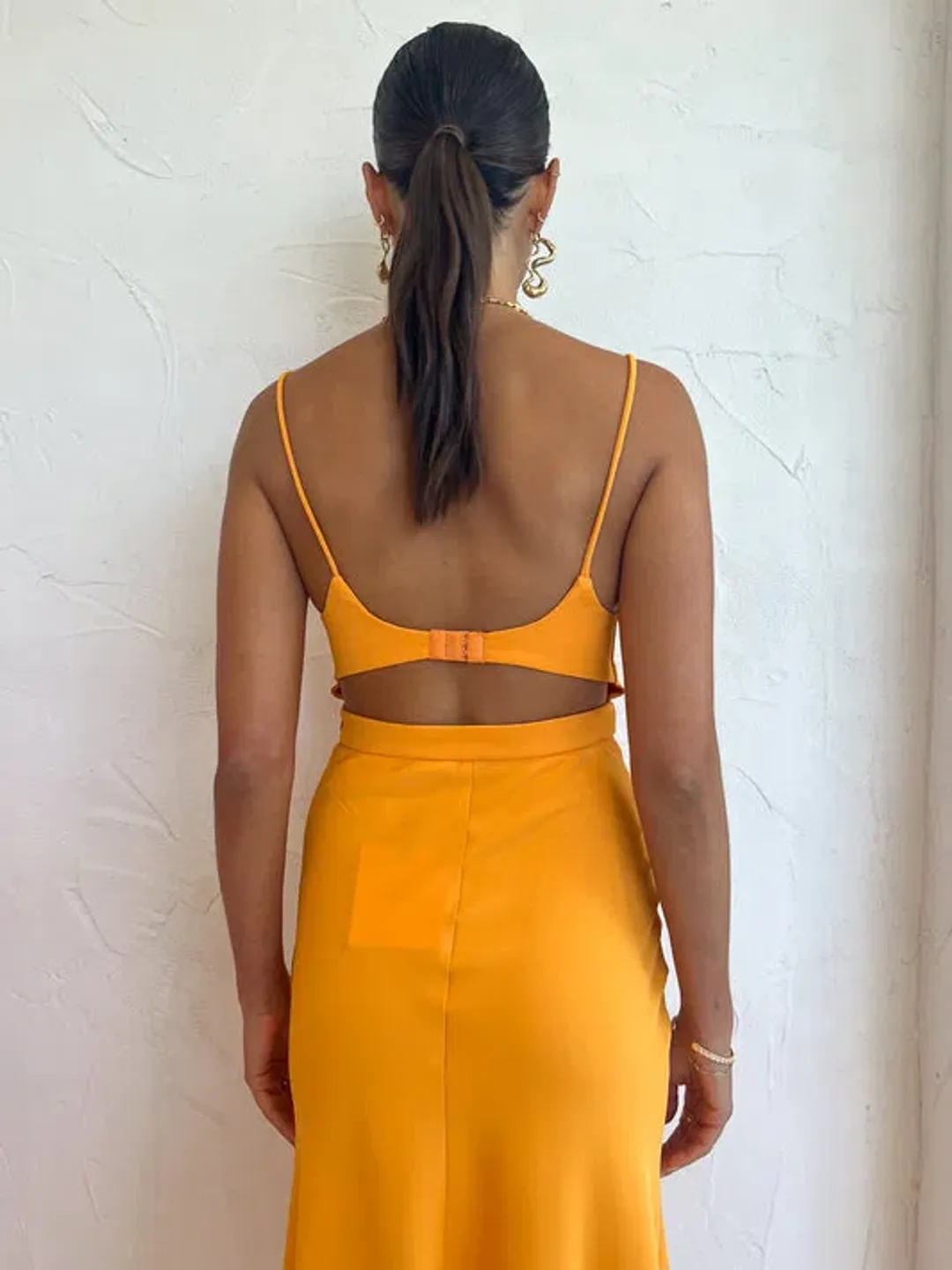 By Johnny Callia Wire Midi Dress in Apricot Orange Size 6 for rent on The Volte - main image