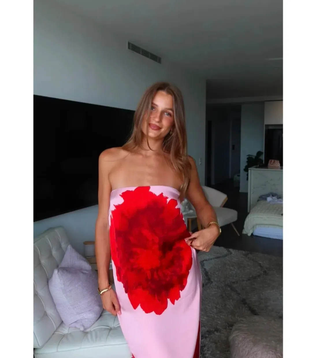 Suboo Emilia Bustier Maxi Dress Pink Floral Size S / AU 8 for rent on The Volte - main image