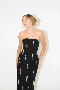 Odd Muse The Ultimate Muse Strapless Pearl-embellished Midi Dress Black Size AU 10 for rent on The Volte - image 2