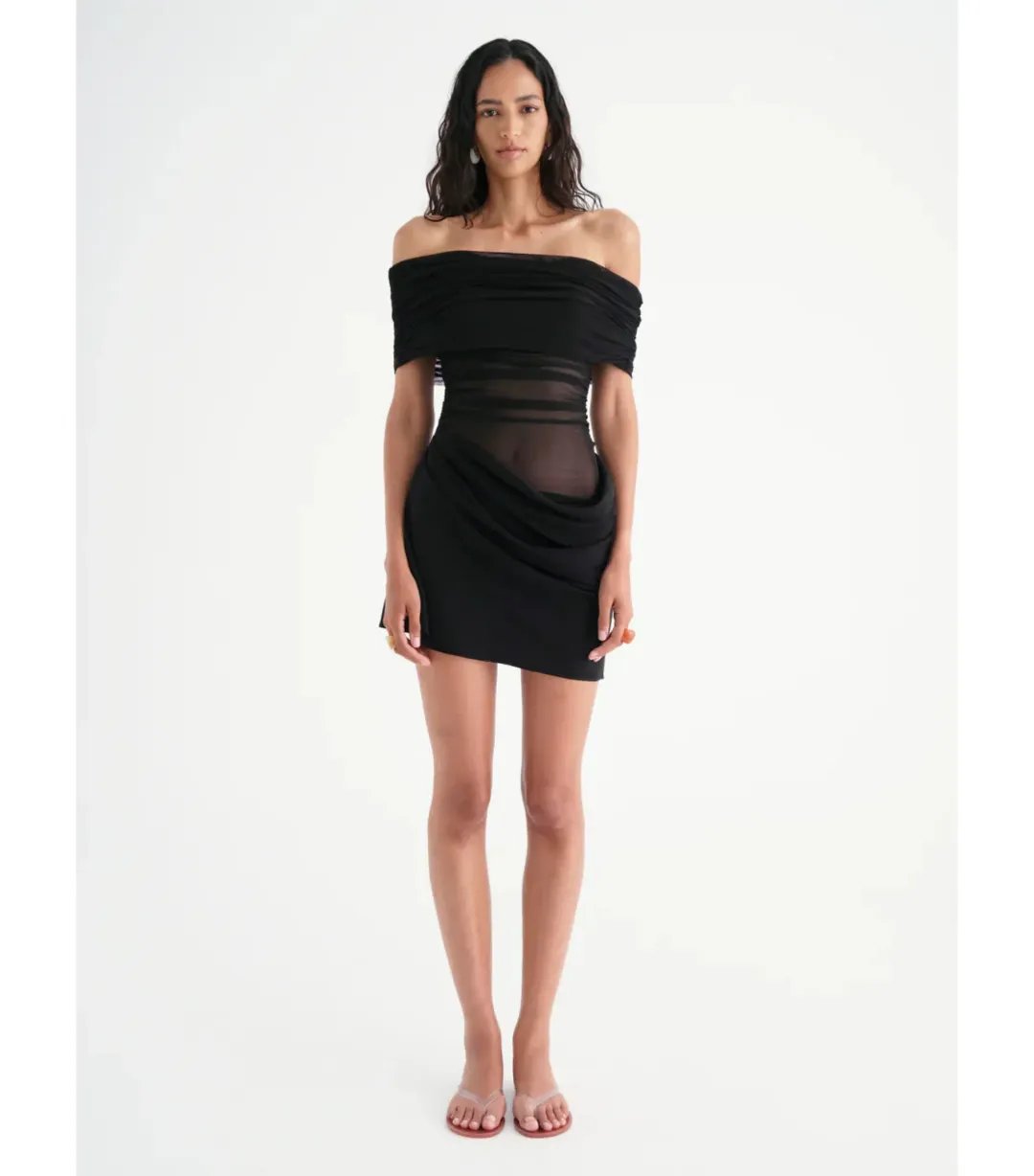 Benni Nico Off The Shoulder Mini Dress Black  Size AU 14 for rent on The Volte - main image