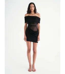 Benni Nico Off The Shoulder Mini Dress Black  Size AU 14 for rent on The Volte - image 1