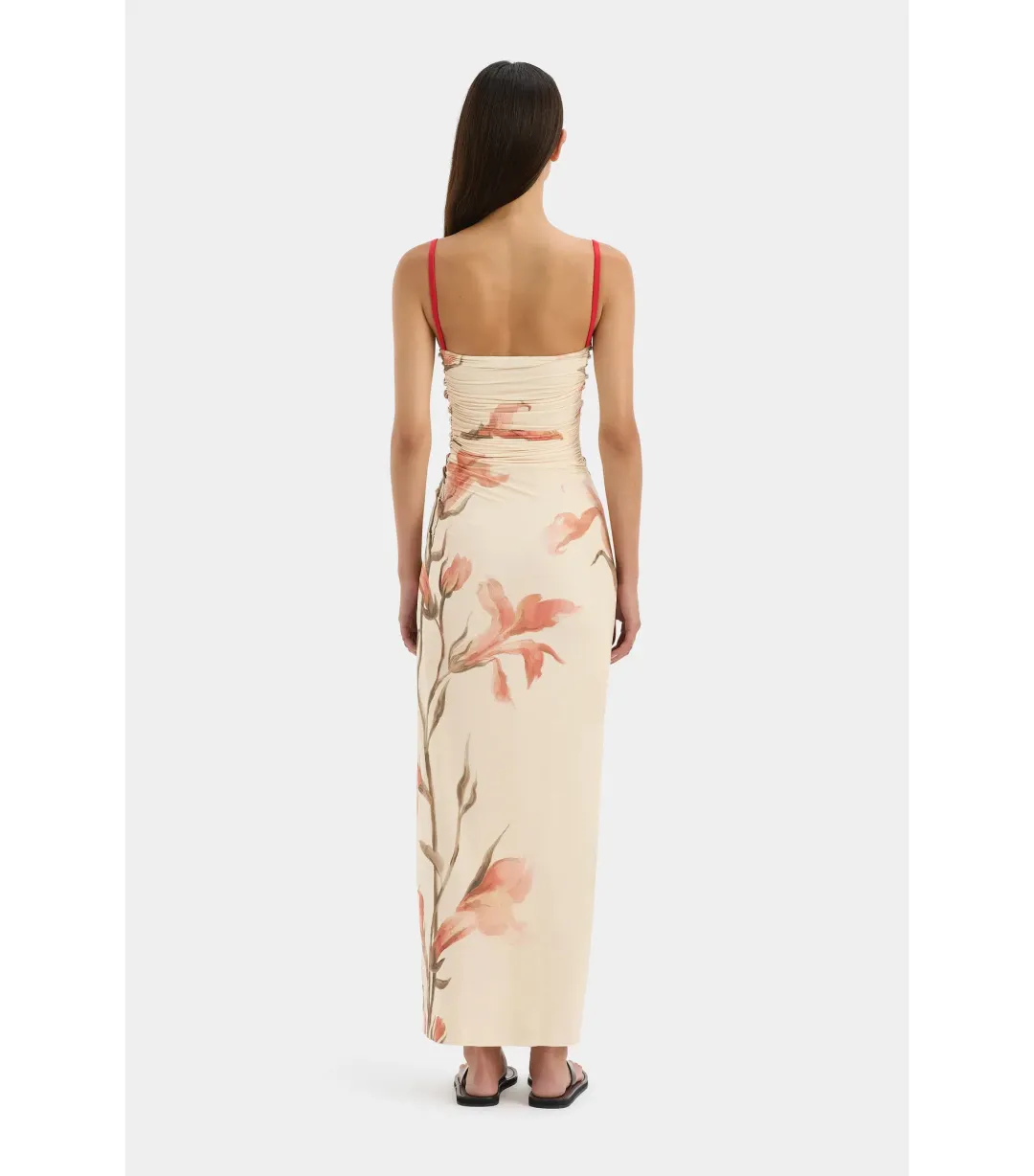 Sir the Label Hana Ruched Midi Dress Gladioli Print Size 2 / AU 10 for rent on The Volte - main image