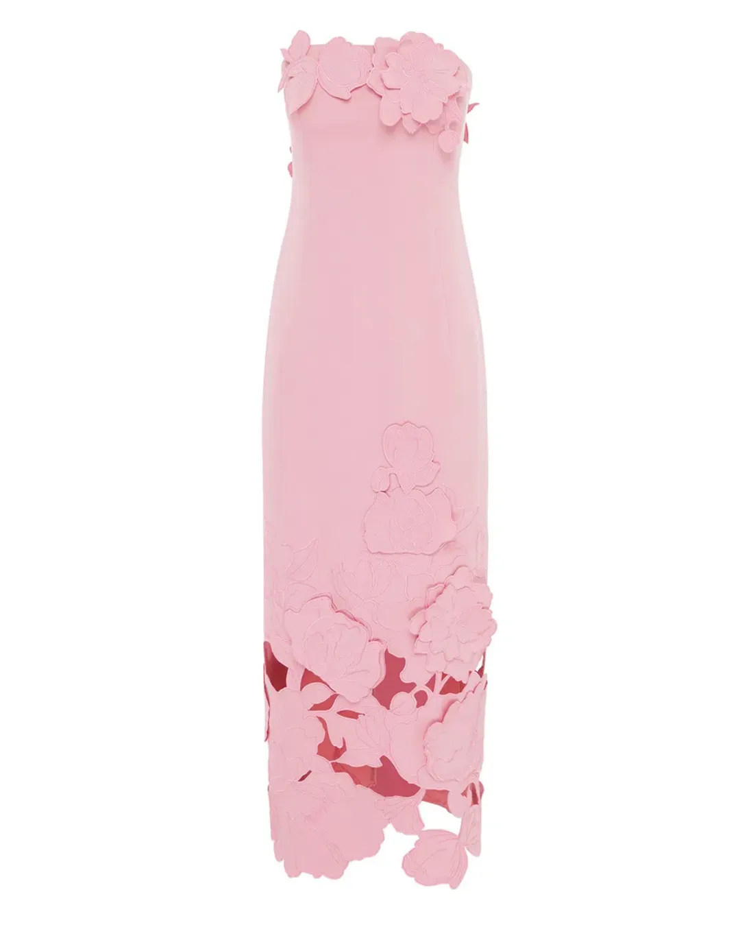 Leo Lin Rayna Appliqué Bustier Maxi Dress in Flamingo Size AU 10 for rent on The Volte - main image