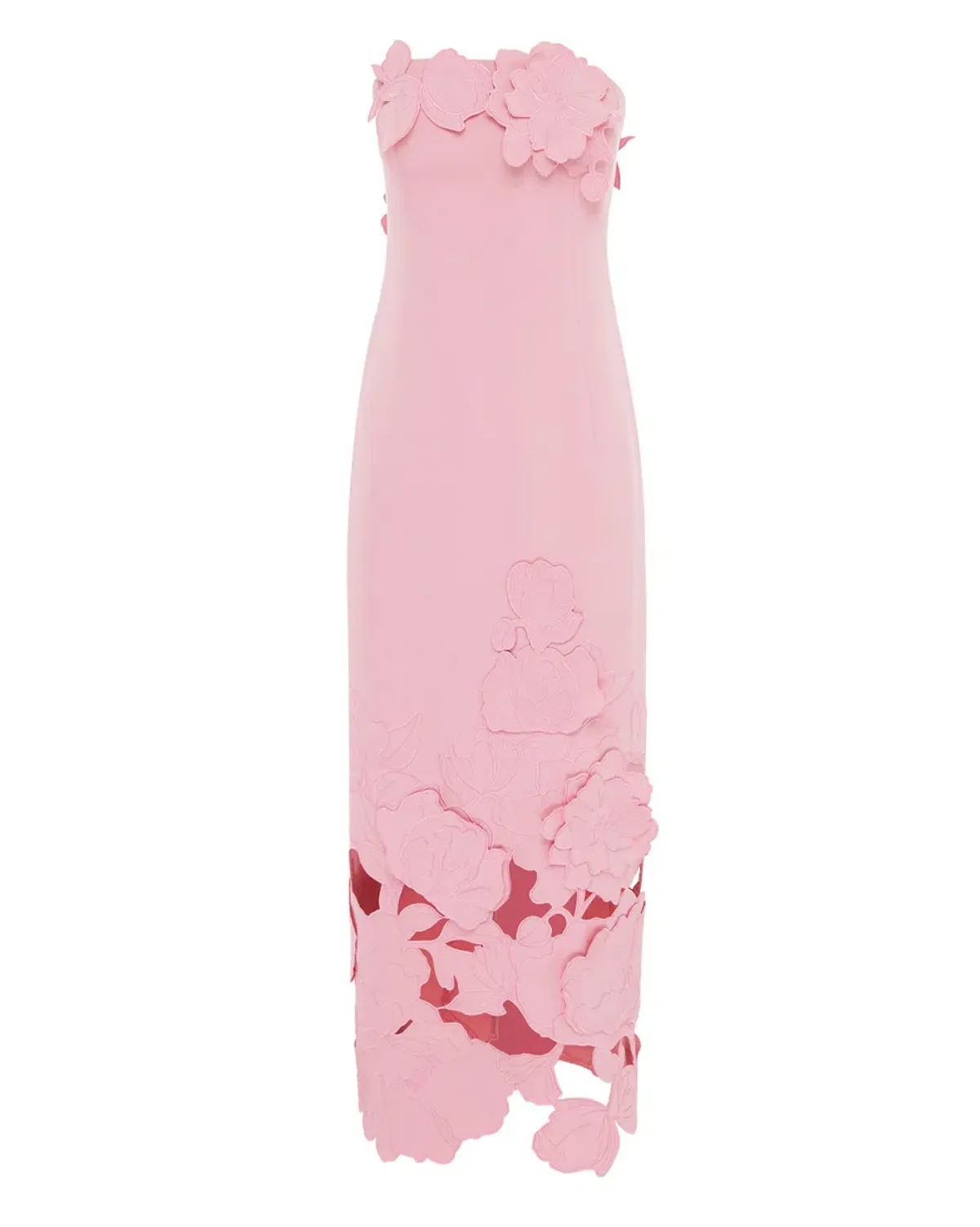 Leo Lin Rayna Appliqué Bustier Maxi Dress in Flamingo Size AU 10 for rent on The Volte - main image