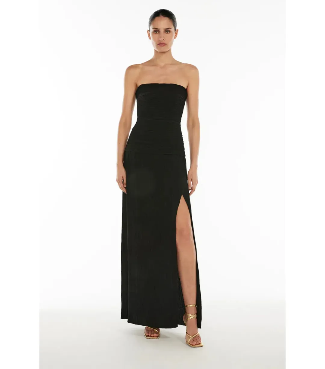 Manning Cartell Double Time Pleat Strapless Dress Black Size AU 8 for rent on The Volte - main image