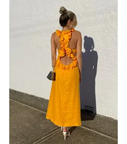 Zimmermann Orange Frill Midi Dress Orange Size 0 / AU 8 for rent on The Volte - image 2
