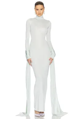 Helsa Slinky Jersey Sarong Maxi Dress Mint Green Size XS / AU 6 for rent on The Volte - image 4