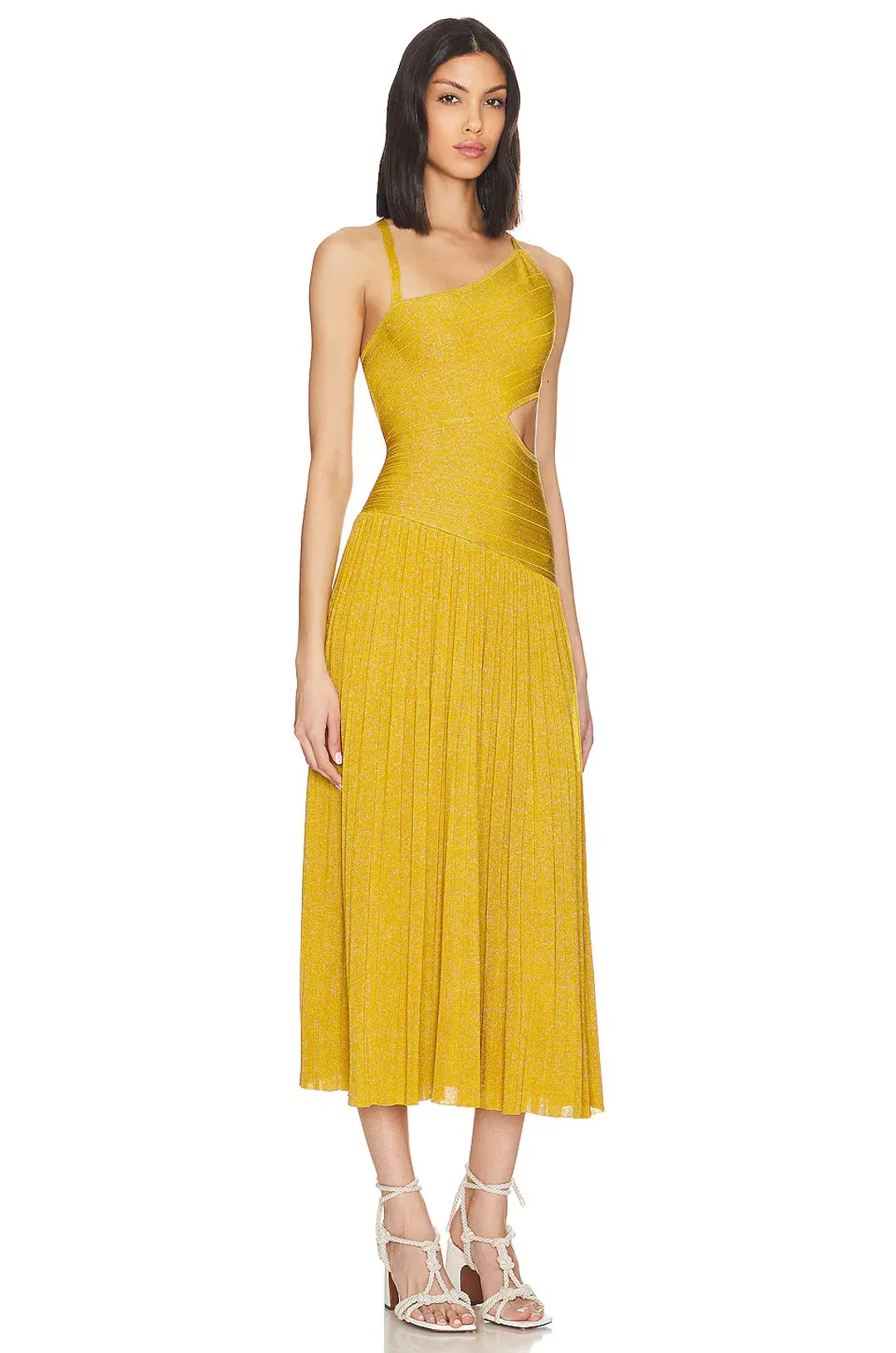 Zimmermann Devi Lurex Midi Dress in Mustard Yellow Size 1 / AU 10 for rent on The Volte - main image