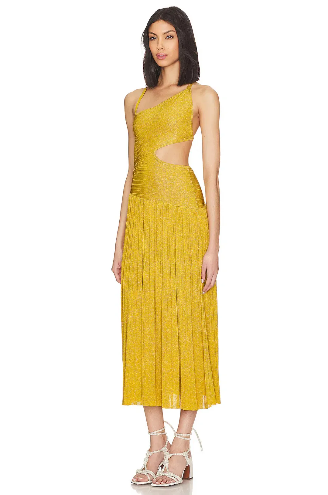 Zimmermann Devi Lurex Midi Dress in Mustard Yellow Size 1 / AU 10 for rent on The Volte - main image