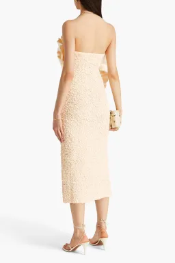 Mara Hoffman Kana Strapless Ruffled Cotton Twill and Popcorn Midi Dress Cream Size XS / AU 6 for rent on The Volte - image 2