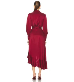 Zimmermann Silk Wrap Midi Dress in Burgundy Size 8 for rent on The Volte - image 2