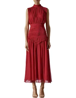 Shona Joy Leonie High Neck Midi Dress Scarlet Red Size 8 for rent on The Volte - image 3