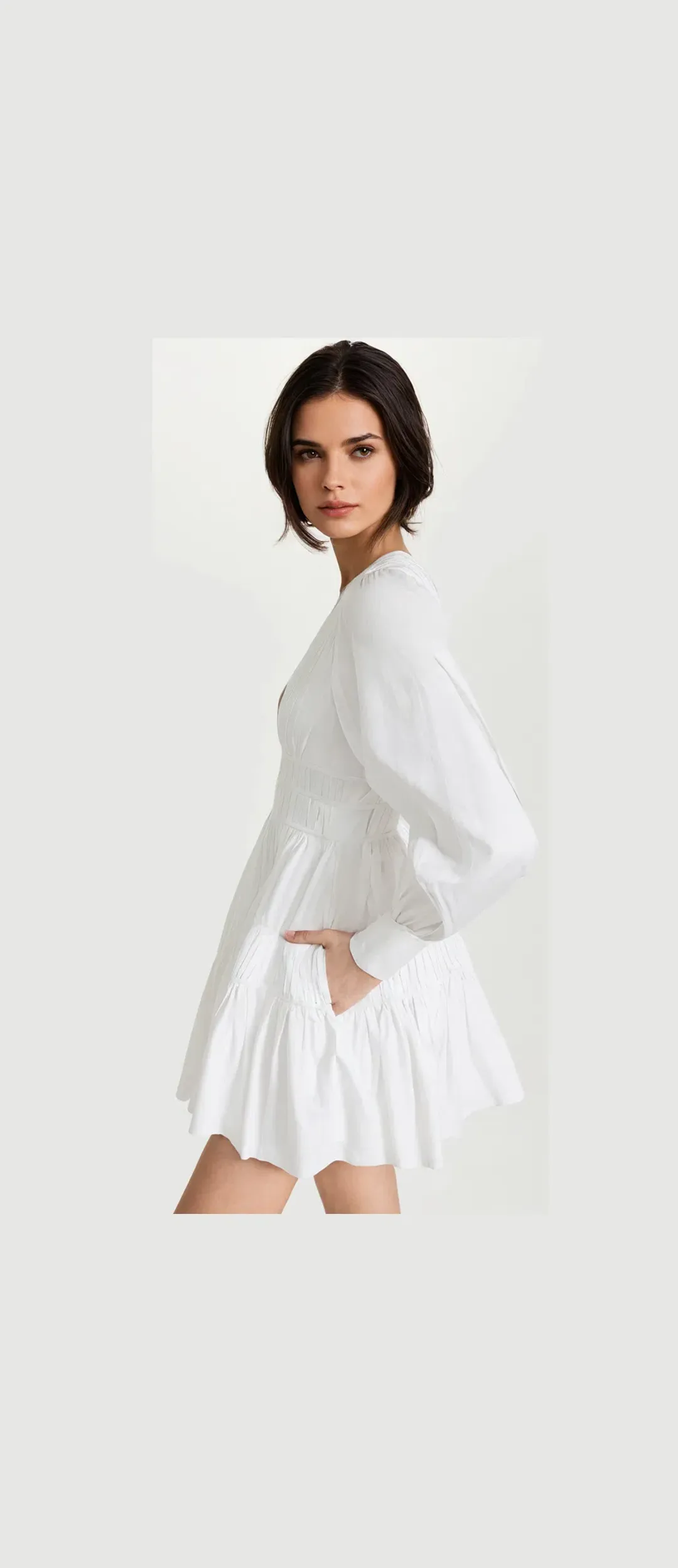 Aje Fallingwater Gathered Mini Dress White Size 12 for rent on The Volte - main image