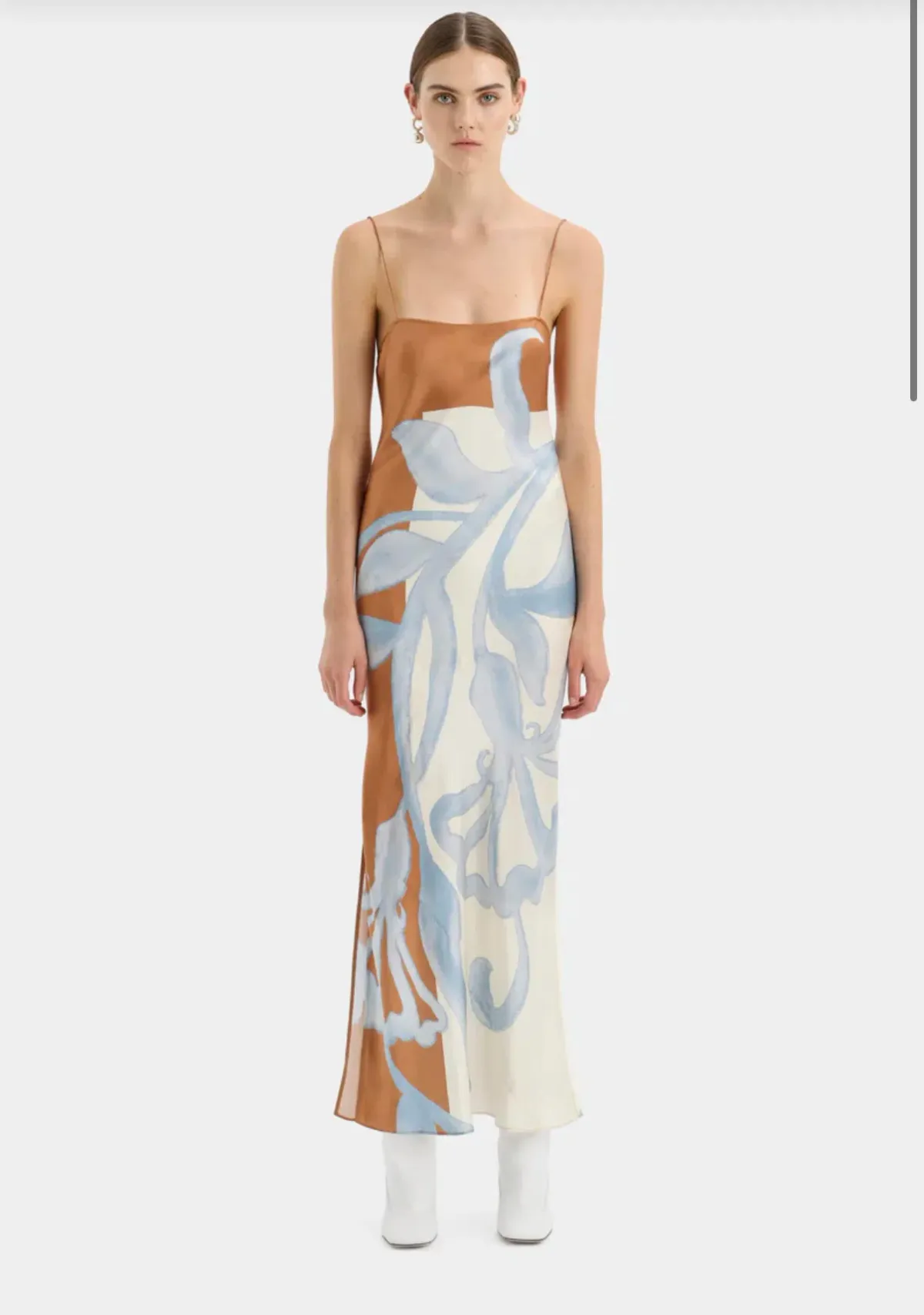 Sir the Label Sorrento Slip Dress Blue & Brown Sciarpa Print  Size 8 for rent on The Volte - main image