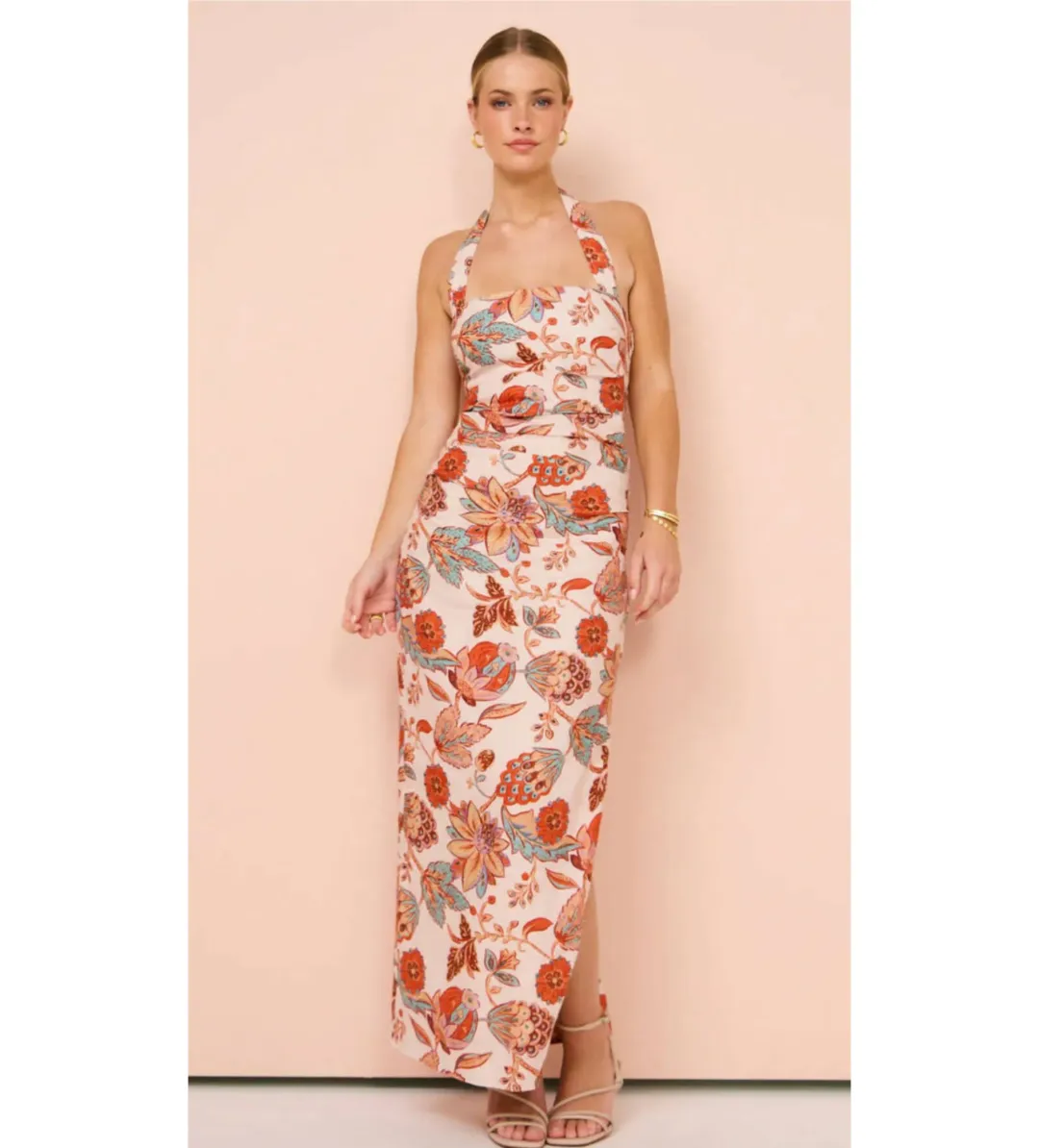 Sir the Label Noemi Halter Midi Dress Print Size 8 for rent on The Volte - main image