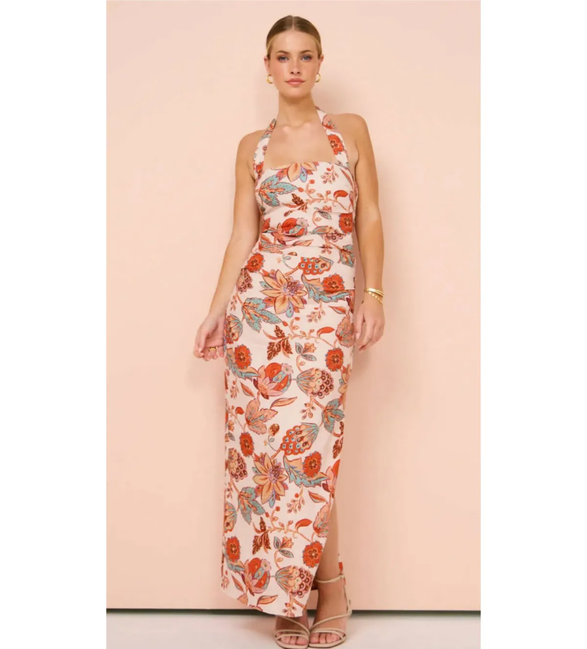 Sir the Label Noemi Halter Midi Dress Print Size 8 for rent on The Volte - main image