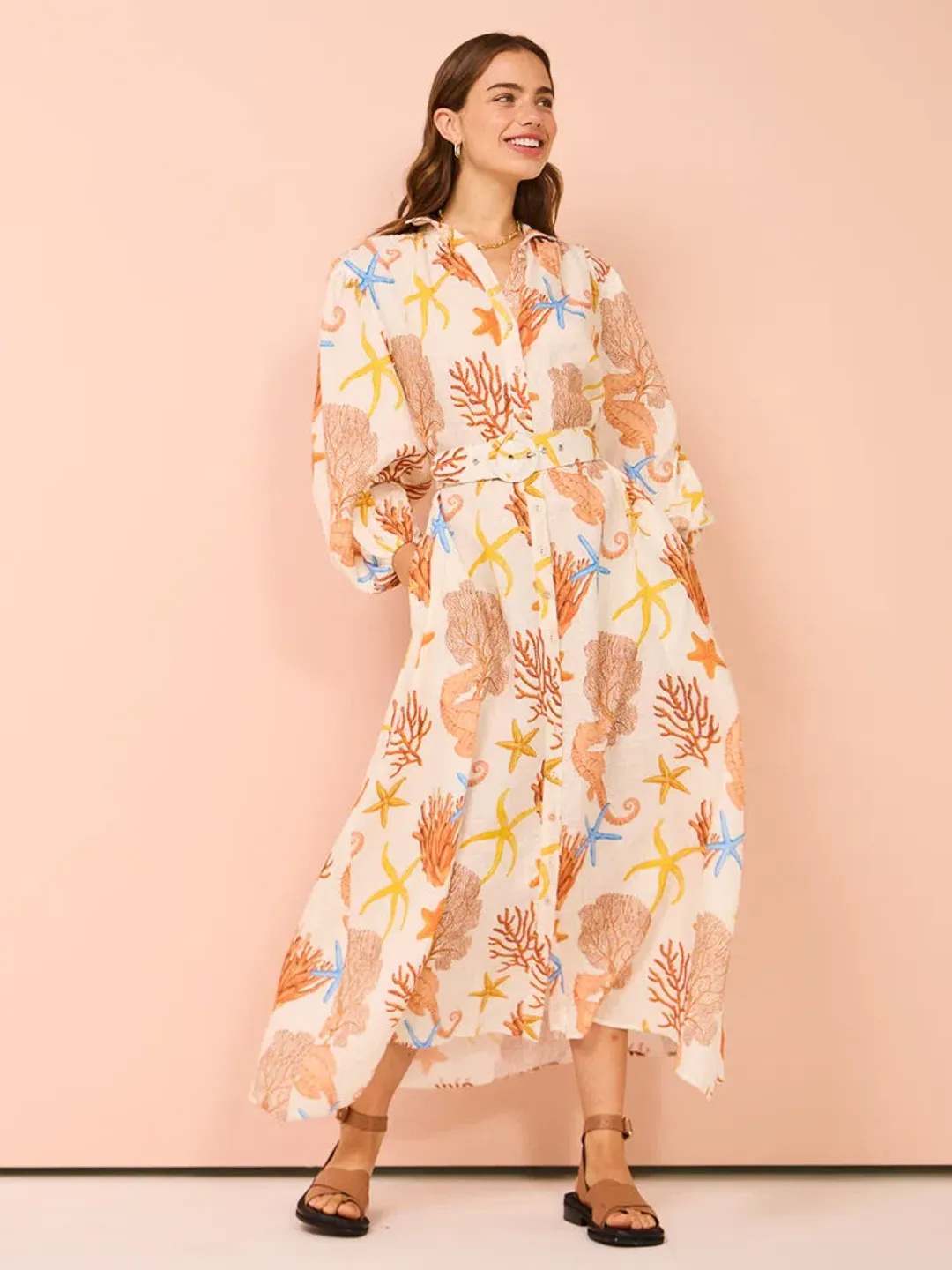 Palm Noosa Noddy Dress In Coral Size 14  for rent on The Volte - main image
