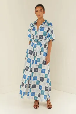 Palm Noosa Carla Shirt Dress White/Blue Size 14 for rent on The Volte - image 1