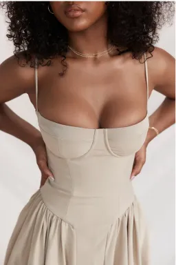 House of CB Samaria  Corset Sundress Taupe Size 8  for rent on The Volte - image 4