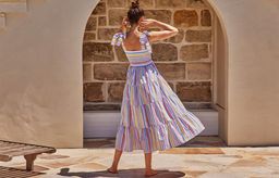 Mister Zimi Savannah Tie Midi Dress in Summer Stripe Size 10 for rent on The Volte - image 2