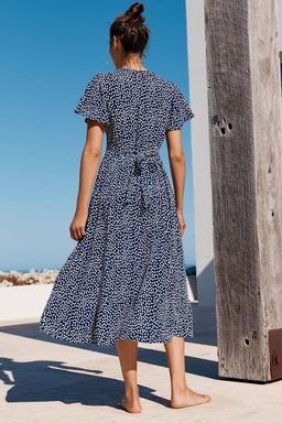 Mister Zimi Luella dress in paloma navy blue size 10 for rent on The Volte - image 4