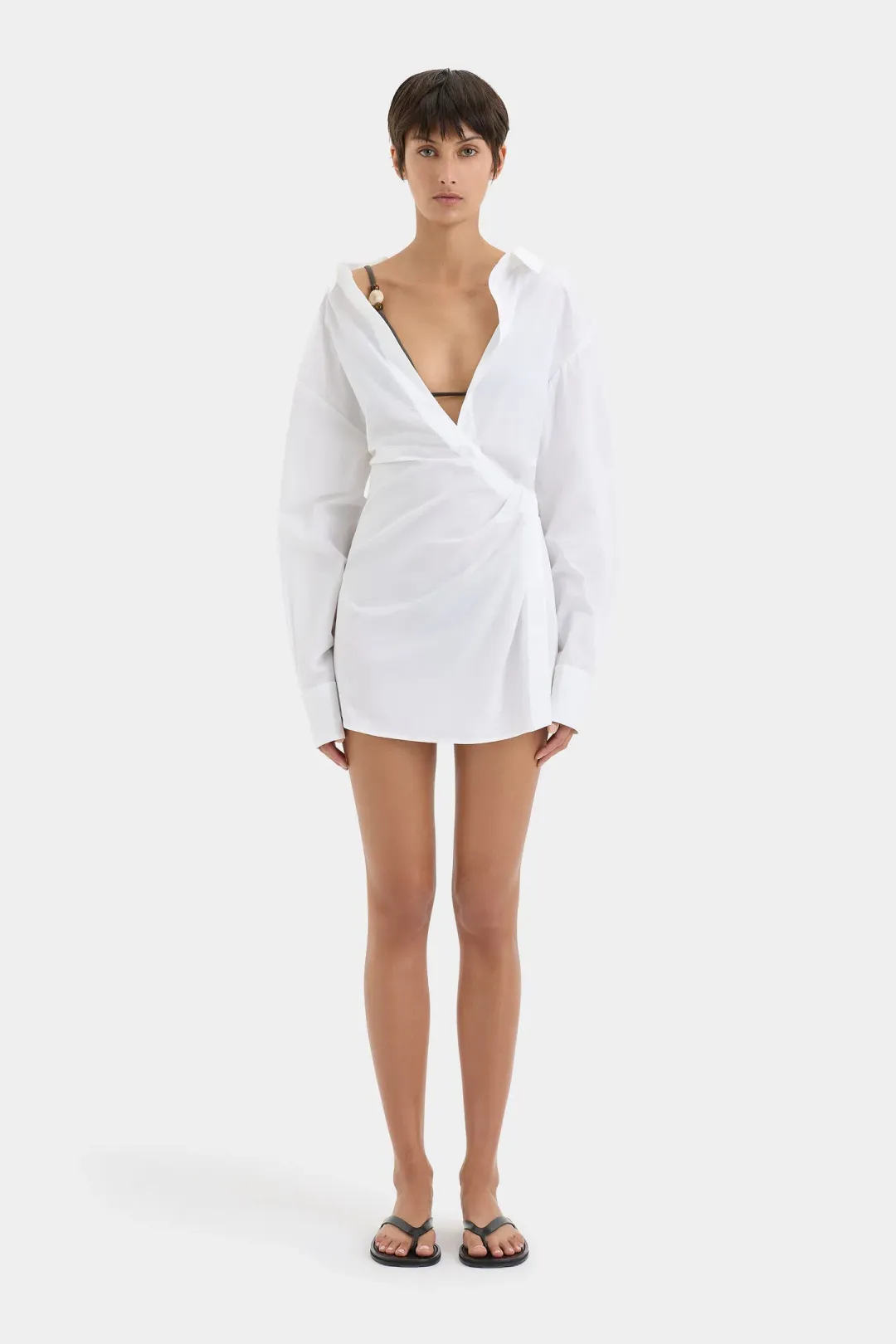 Sir The Label Zaria Shirt Dress Ivory Size 8  for rent on The Volte - main image