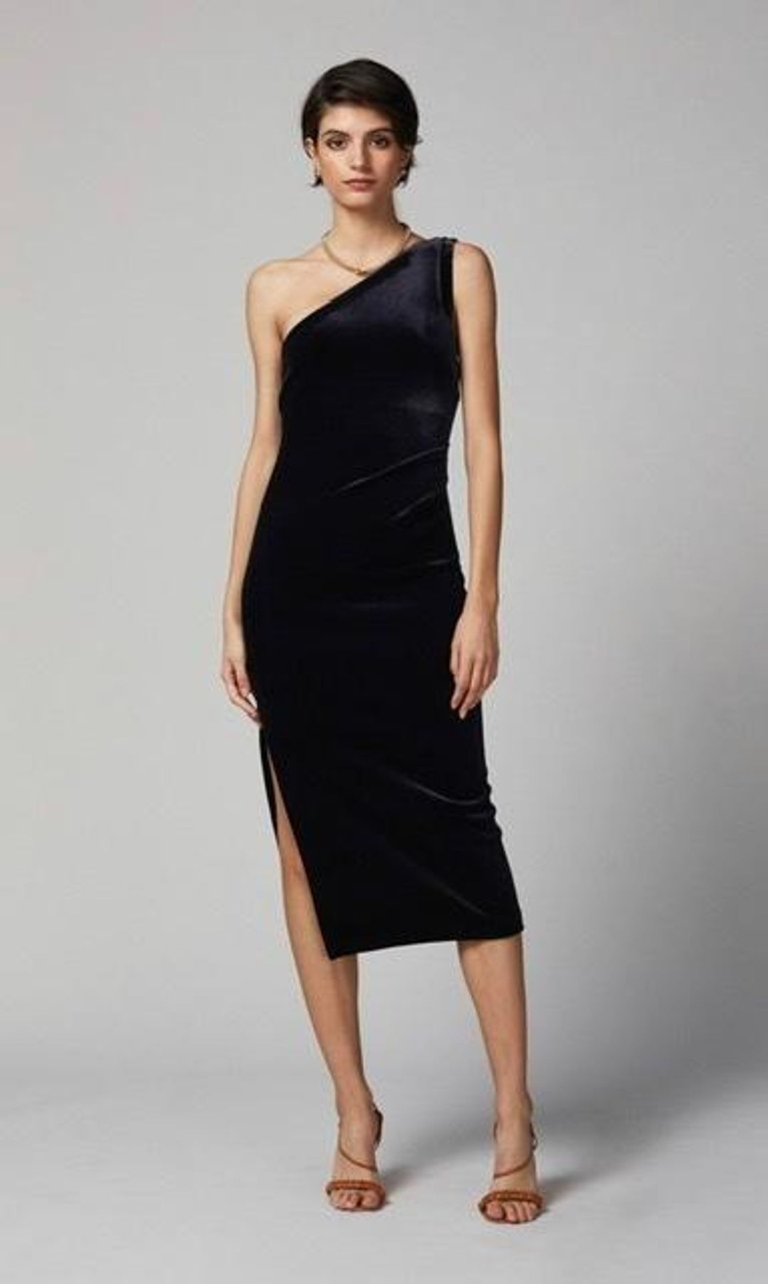 Bec and Bridge Oliviane Velvet Asymmetrical Midi Black Size 10 for rent on The Volte - main image