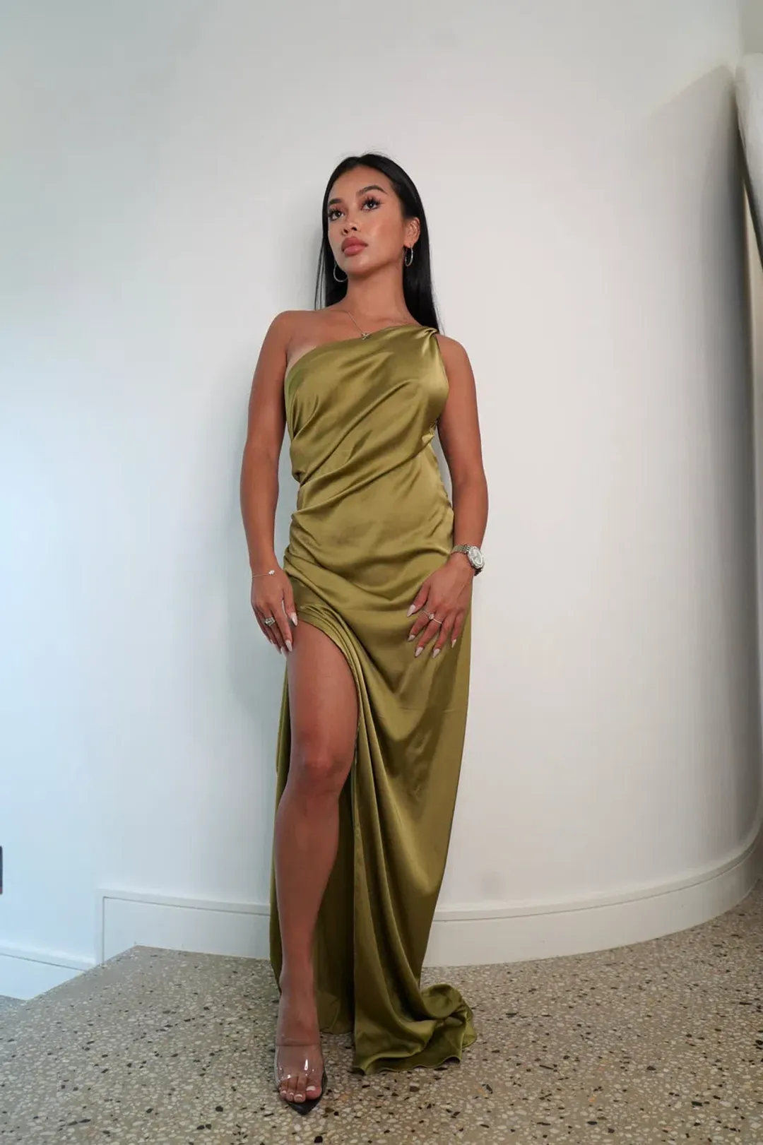 Lexi Samira Dress Olive Size S / AU  8 for rent on The Volte - main image