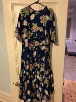 Leonard St Maxi Wrap Dress in Beetle & Protea Print Size 8  for rent on The Volte - image 3