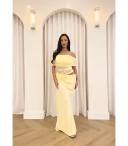 Benni Nico Off Shoulder Maxi Dress in Butter Size M / AU 10 for rent on The Volte - image 1