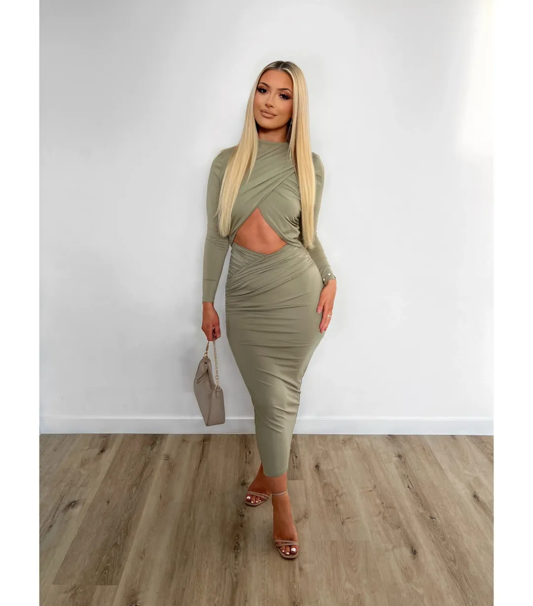 Misha Emmeline Midi Dress Sage Size 6/XS for rent on The Volte - main image