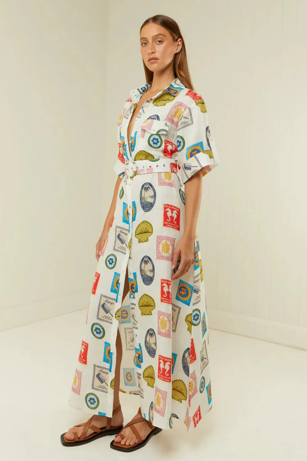Palm Noosa Memento Maxi Dress in Holiday Stamp Size 8 for rent on The Volte - main image
