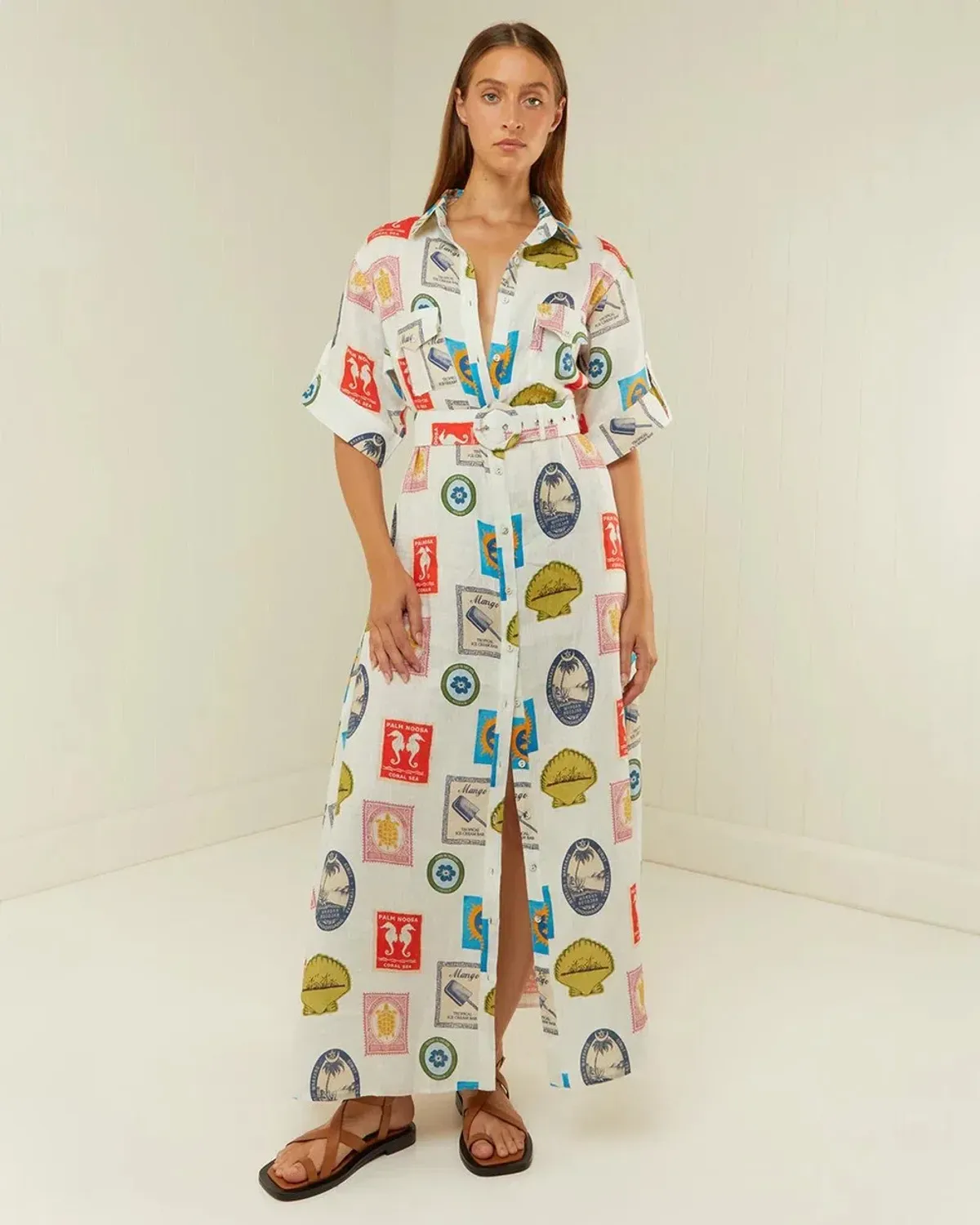 Palm Noosa Memento Maxi Dress in Holiday Stamp Size 8 for rent on The Volte - main image
