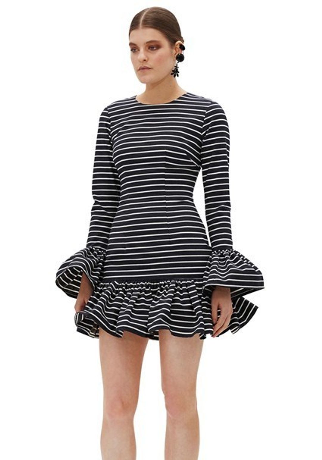 By Johnny Ebony Stripe Rara Dress for rent on The Volte - main image