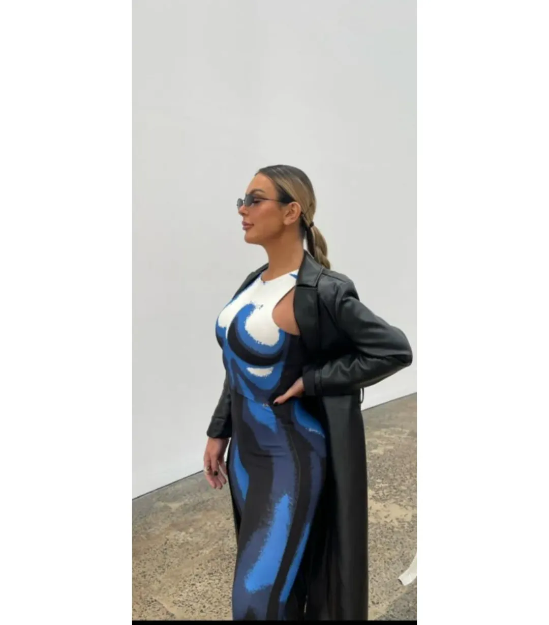 Maniere De Voir Body Print Racer Top and Pants White/Blue Size M / AU 10 for rent on The Volte - main image