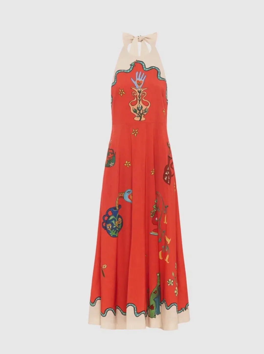 Alemais Rose Halter Dress Orange Multi Size 12 for rent on The Volte - main image