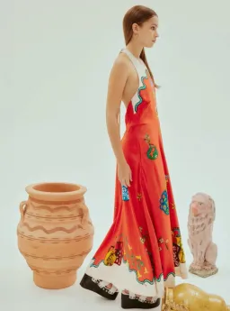 Alemais Rose Halter Dress Orange Multi Size 12 for rent on The Volte - image 2