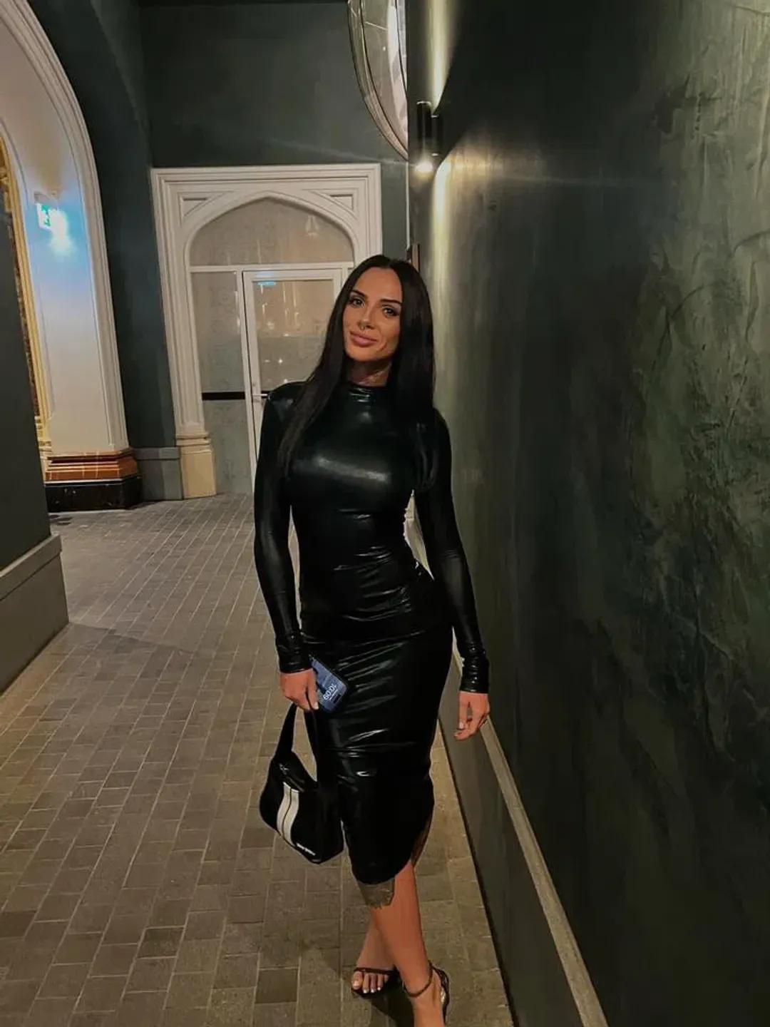 Effie Kats Gia Midi Dress Wetlook Black Size XS / AU 6 for rent on The Volte - main image