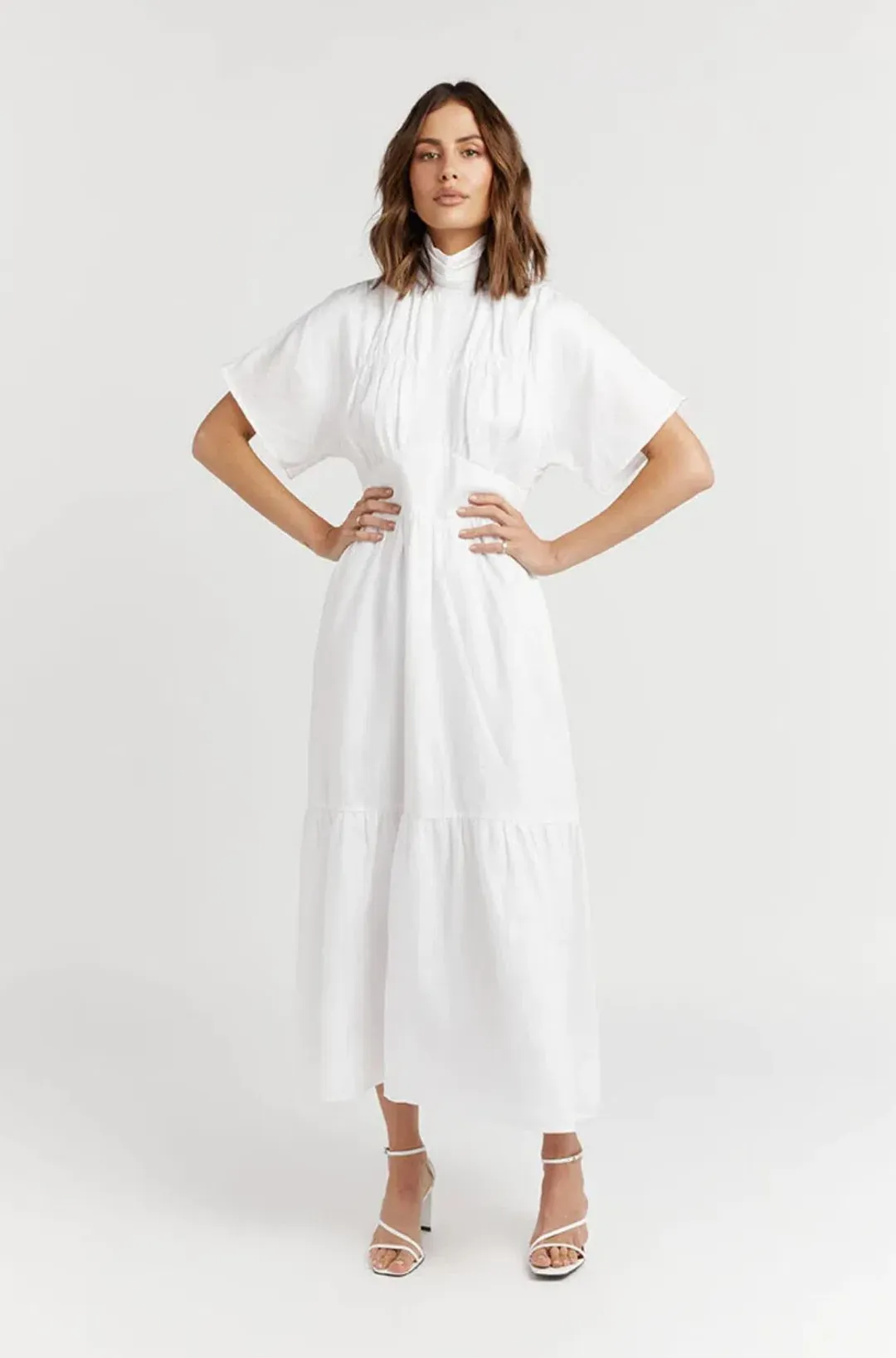 Dissh Elise Midi Dress White Size 12 for rent on The Volte - main image